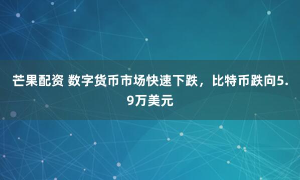 芒果配资 数字货币市场快速下跌，比特币跌向5.9万美元